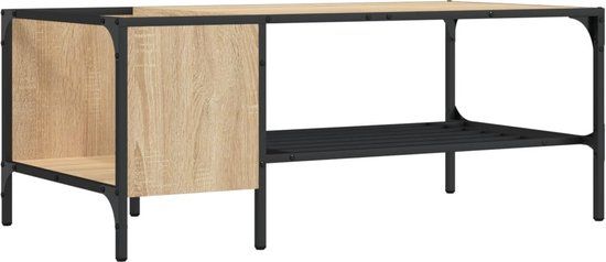 VidaXL Salontafel met rek 100x51x40 cm bewerkt hout sonoma eikenkleur