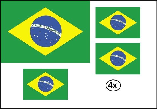 Themaparty 4x Vlag Brazilie 90cm x 150cm