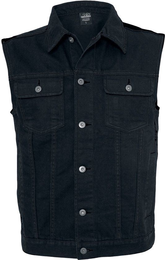 Urban Classics Denim Vest Bodywarmer Zwart Katoen XL