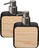 5Five Zeeppompje/Zeepdispenser - 2x - Zwart - 200 ml