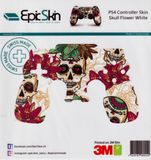 Manette PS4 - Autocollant Design Crâne Fleur Blanc
