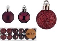 Krist+ Kleine Kerstballen - 12 Stuks - Wijn/Bordeaux Rood - Kunststof - 3 cm