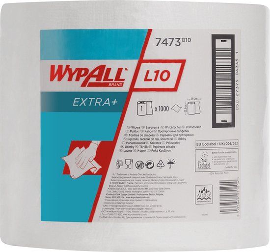 WypAll L10 Poetsrol 1-laags 235mmx380m Wit