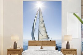 Nr1Wallpaper Behang - Fotobehang Zeilboot onder een brandende zon - Breedte 160 cm x hoogte 240 cm