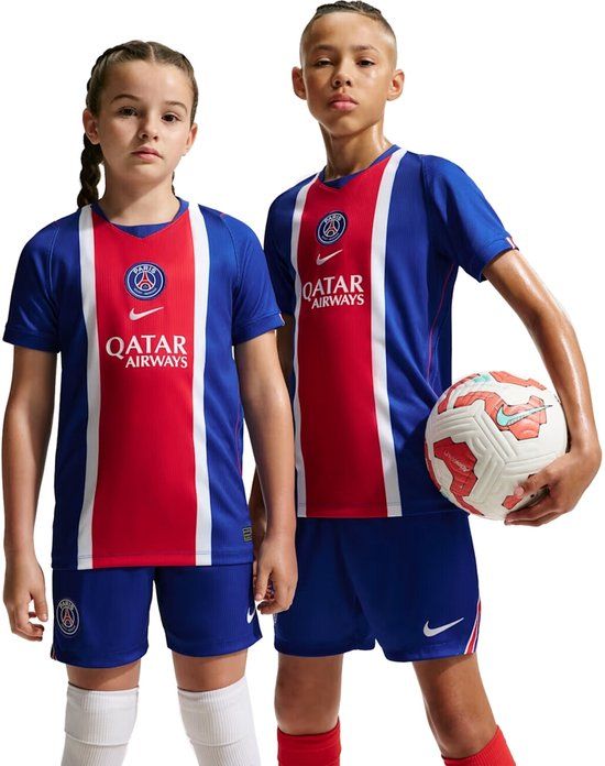 Nike Paris Saint-Germain Kinder Wedstrijdshirt Blauw Polyester Gestreept Korte Mouw 158/170