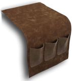 DRW Afstandsbedieningshouder voor bank, kunstleer, donkerbruin, 35 x 2 x 70 cm