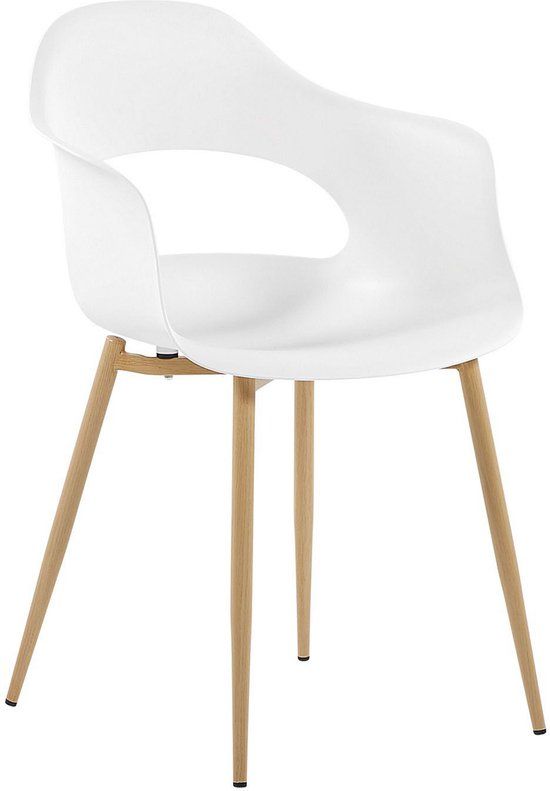 Beliani UTICA Eetkamerstoel - Set van 2 - Wit - Kunststof & Metaal
