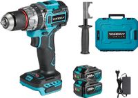 Perceuse sans fil, moteur sans balai, conception sans fil, 2 batteries, 1 chargeur