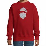 Bellatio Decorations Kerst sweater kinderen rood zilveren Santa glitter bedrukking 134/146