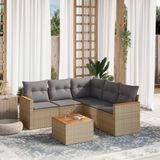 Maison Exclusive - Ensemble de meubles de jardin 6 pièces avec canapé et coussins, beige, en polyrotin