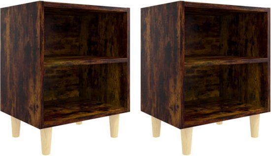 vidaXL Nachtkastjes - Set van 2 - Gerookt eiken - Hout - 40x30x50 cm