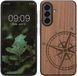 kwmobile telefoonhoesje geschikt voor Samsung Galaxy A37 5G - Hoesje met bumper - hout - In donkerbruin Vintage Kompas design
