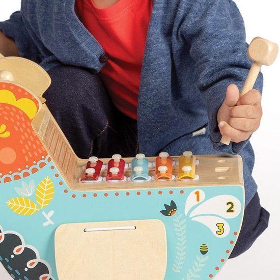 Manhattan Toy Rocking Chicken Muziekinstrument - 27 cm - Hout/Staal