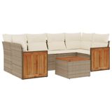 vidaXL 7-delige Loungeset met kussens, polyrattan, beige