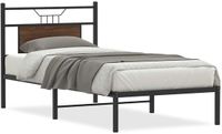 vidaXL Bedframe zonder matras, bewerkt hout, bruin eikenkleur, 75x190 cm