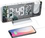 Projectiewekker zonder merk met USB-oplader en FM-radio - 7,5 inch spiegeldisplay met draaibare projector en snooze-functie