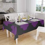 Bonamaison Tafelkleed, Anti-Mold, Sneldrogend, Waterdicht, 100% Polyester Tafellaken, Paars, zwart, 140 x 160 Cm