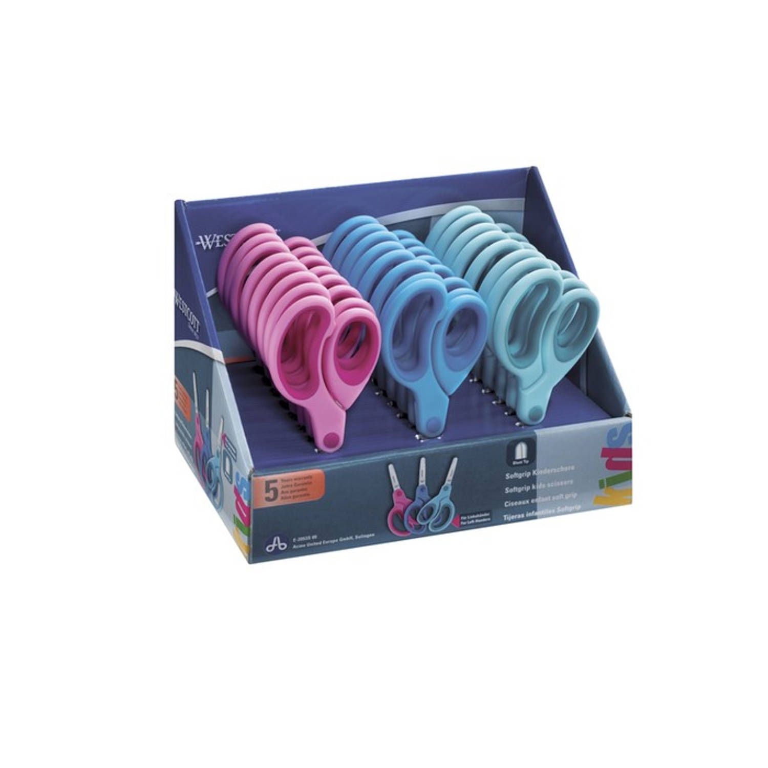 Westcott Kids Schaar 13cm Soft Grip Ronde Punt Assorti - 24 stuks