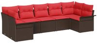 vidaXL - Banc de jardin - Ensemble - 7 places assises - Marron - Polyrattan