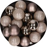 Cosy&Trendy Billiet - Vanlaere Kerstversiering set mix mat/glans/glitter kerstballen in het champagne 6 en 8 cm pakket - 36x stuks