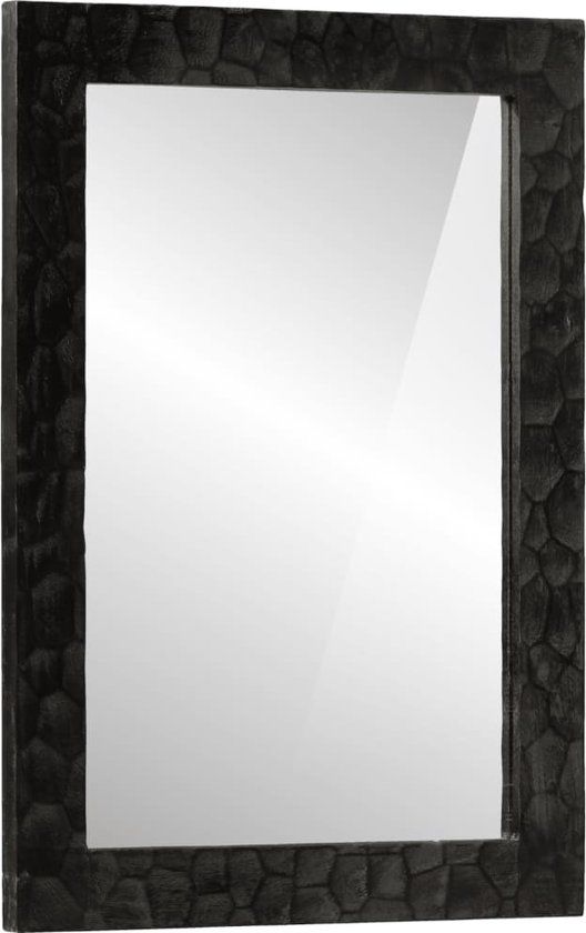 vidaXL Wandspiegel 50x70x2,5 cm Massief Mangohout en Glas Zwart