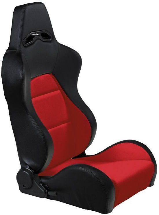 AutoStyle Sportstoel 'Eco' - Zwart/Rood Kunstleder - Rechterzijde - incl. sledes