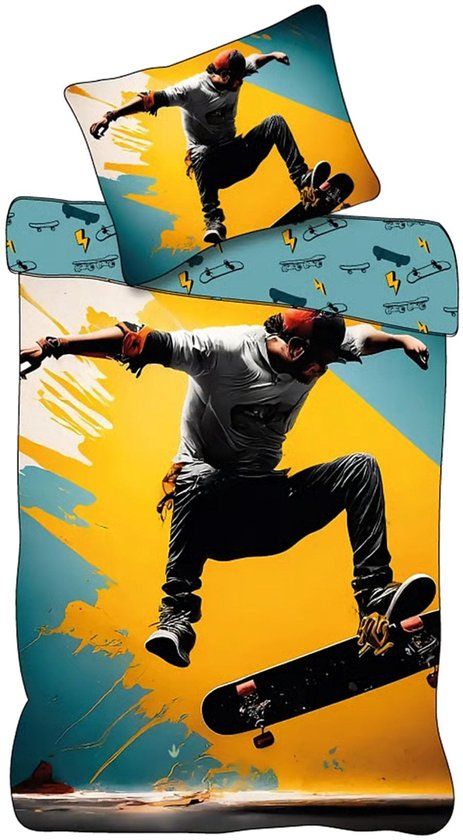 4KidsOnly Brandmac Aps Dekbedovertrek Skateboard Katoen Meerkleurig Eenpersoons