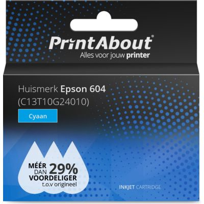 PrintAbout Huismerk Epson 604 (C13T10G24010) Inktcartridge Cyaan