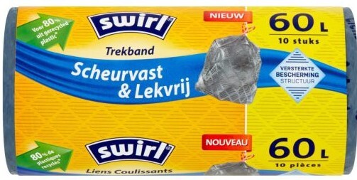 Swirl Afvalzak Scheurvast & Lekvrij Met Trekband 60L