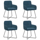 vidaXL Eettafelstoelen 4 pcs fluweel Blauw 59 x 56,5 x 86 cm