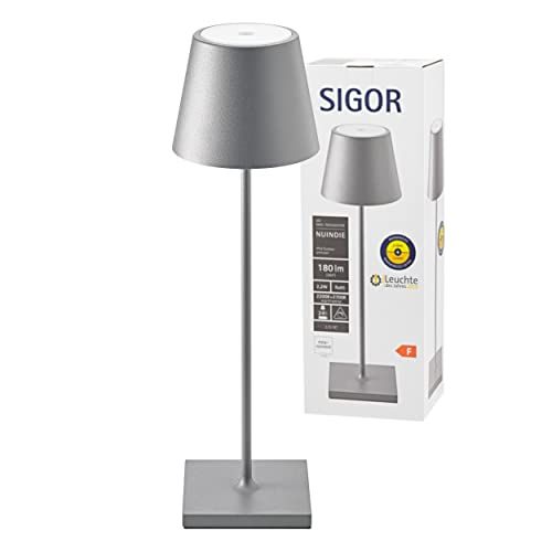 sigor Nuindie - Dimbare LED tafellamp - Grijs