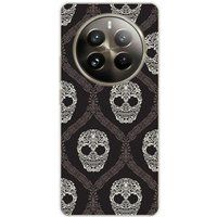 Realme Bedrukt siliconen hoesje compatibel met Realme 12 Pro 5G, Realme 12 Pro Plus 5G Floral skull