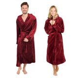 Blumtal Badjas Unisex - Dames en Heren Badjas - Fleece Badjas met Capuchon - met Zakken - Donkerrood - Maat XXL