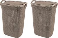 Curver Knit Wasmand met deksel - 57 l - set van 2 - Bruin