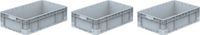Povag Euronorm Stapelbak - Set van 3 - Opbergbak - Transportkrat - 60x40x17 cm - Grijs