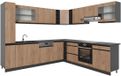 Vicco Cuisine d'angle R-Line, aspect chêne doré/anthracite, 277 x 257 cm en forme de J, WB anthracite