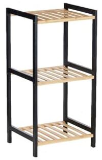 Badkamerrek - 35 x 30 x 70 cm - Natuurlijk Zwart Bamboe Grenen Hout