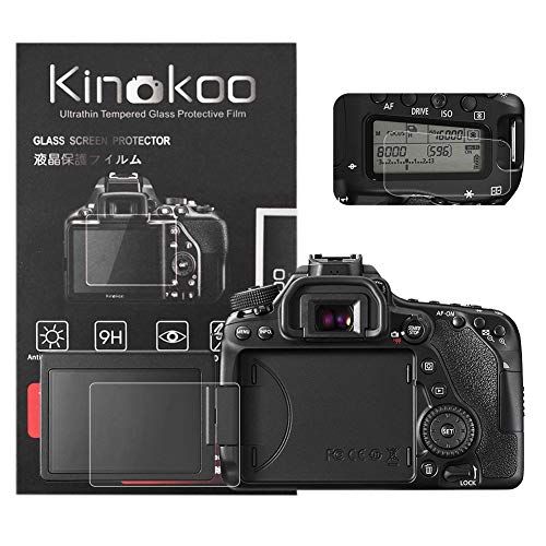 kinokoo 80D Screen Protector+ Top Screen Protector, 0,25 mm 9H HardheidGehard Glas Film voor Canon EOS 70D/80D/90D Digitale Camera (2 pack)