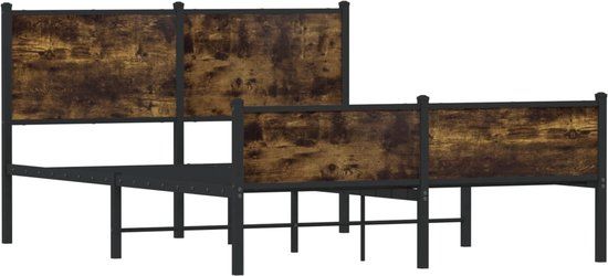 vidaXL Bedframe - Metaal - Gerookt Eikenkleurig - 150x200 cm