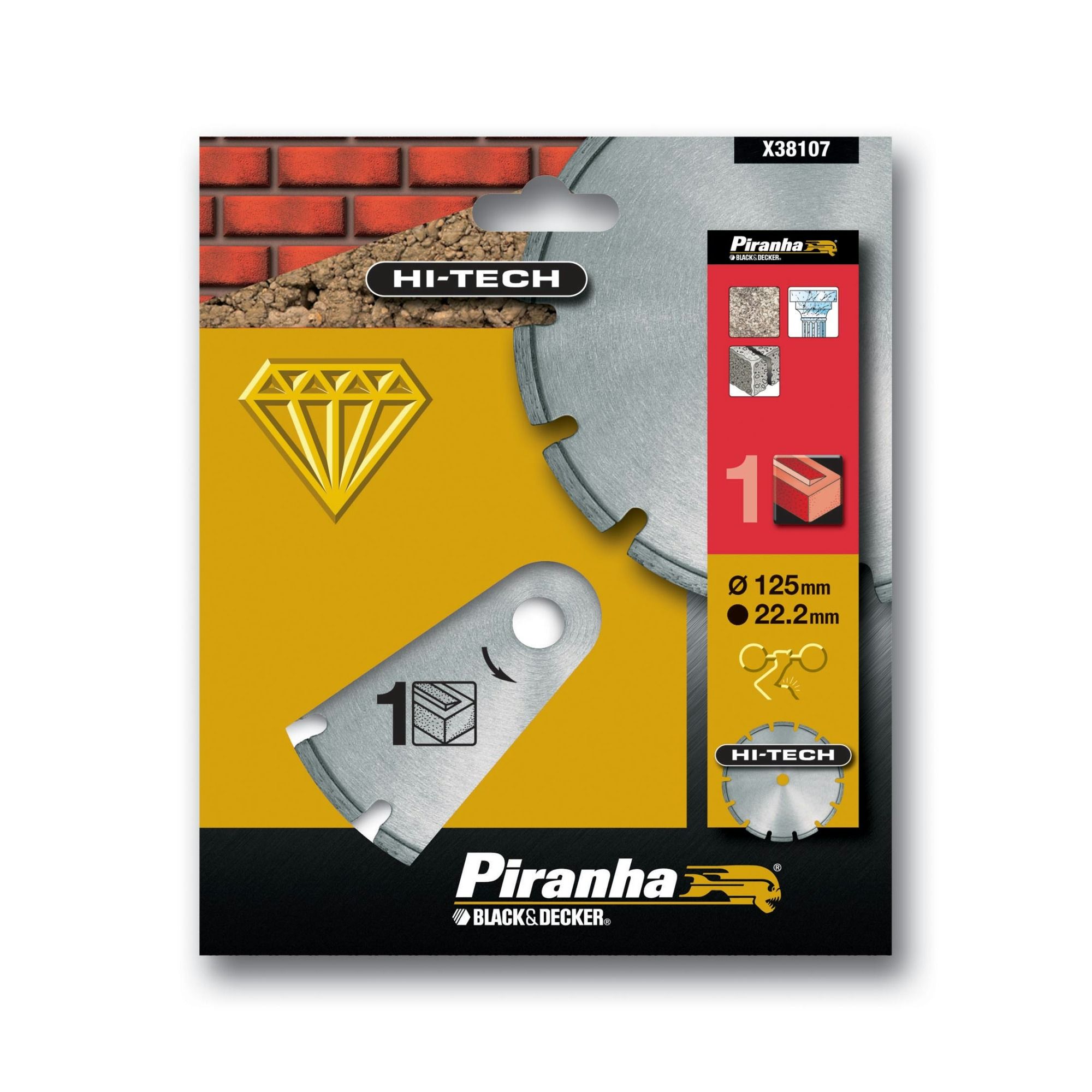 Piranha Diamantblad gesegmenteerde rand, 125mm. - nr. 1 HI-TECH X38107