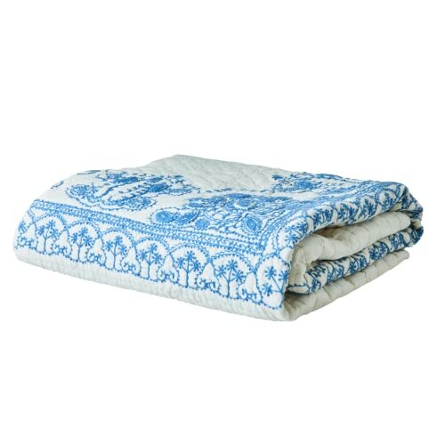 Rice - Cotton Quilt Bedspread Blue