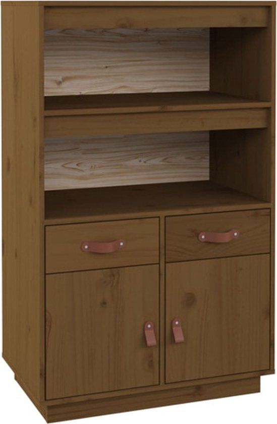 vidaXL Hoge kast 67x40x108,5 cm massief grenenhout honingbruin