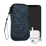 kwmobile telefoontasje universeel voor XXL - 7" smartphones - 17,7 x 8,5 cm - Hoesje met rits en polslusje - In deep ocean/zwart