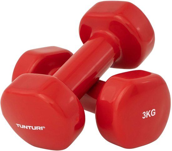 Tunturi Dumbbell set - 2 x 3,0 kg - Vinyl - Rood