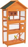 PawHut Vogelkooi Massief Hout 92x52x171cm Oranje