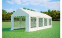 Tonnelle 3x8 m STANDARD – PVC 500 g/m², ignifuge, tubes en acier galvanisé Ø38 mm, jusqu'à 48 personnes - Blanc