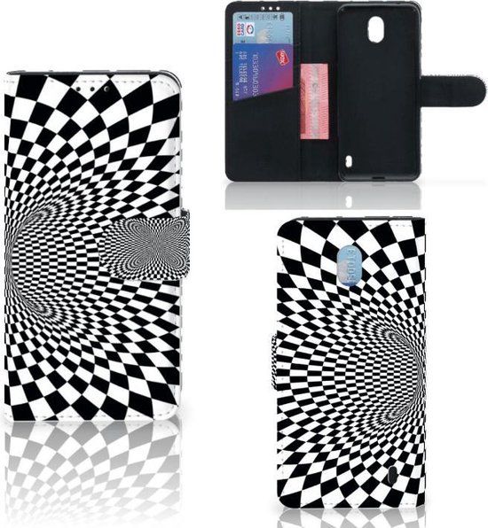 Bookcase Nokia 1 Plus - Zwart-Wit Design Illusie - B2Ctelecom