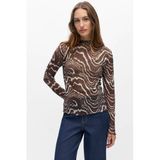 OBJECT aansluitende top met print - bruin