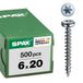 SPAX Universele schroef, 6 x 20 mm, 500 stuks, Voldraad, Bolkop, T-STAR plus T30, 4CUT, WIROX