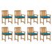 VidaXL Tuinstoelen met kussens, 8 stuks, massief acaciahout, Blauw